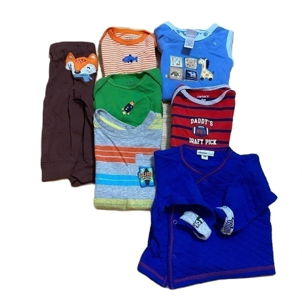 Boys 6 Month Shirt Onesie Bundle Carter’s Daddy’s Draft Pick Vitamins Baby